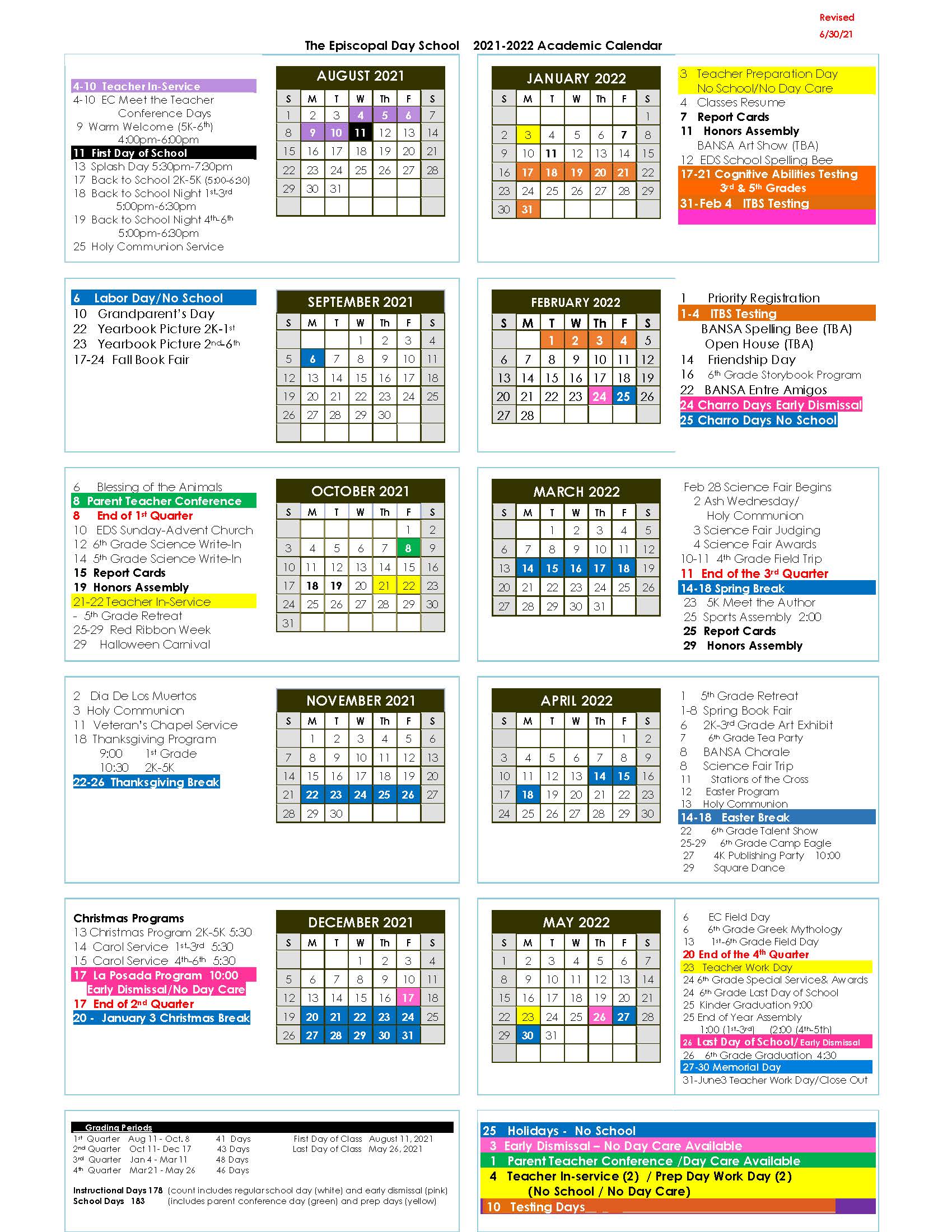 Tsc Calendar 2022 Calendar - Episcopal Day School